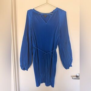 Banana Republic Royal Blue pleated long sleeve dress